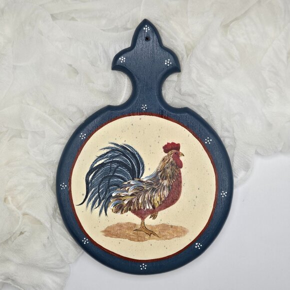 Hand-Painted Rooster Wall Decor – Rustic Farmhouse Kitchen Art on Wood Paddle - Picture 1 of 6